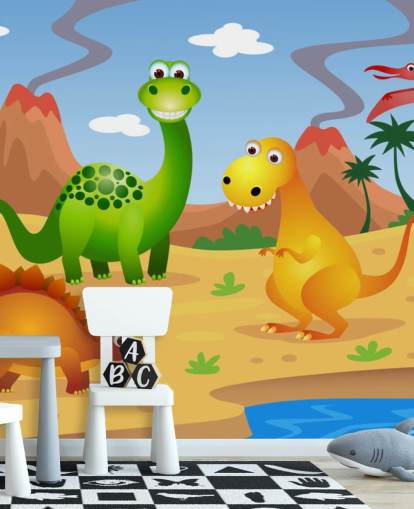 Fun Dinosaurs Wall Mural Wallpaper Fun Dinosaurs Wall Mural Wallpaper