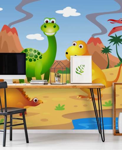 Papel de parede Fun Dinosaurs Wall Mural Papel de parede Fun Dinosaurs Wall Mural