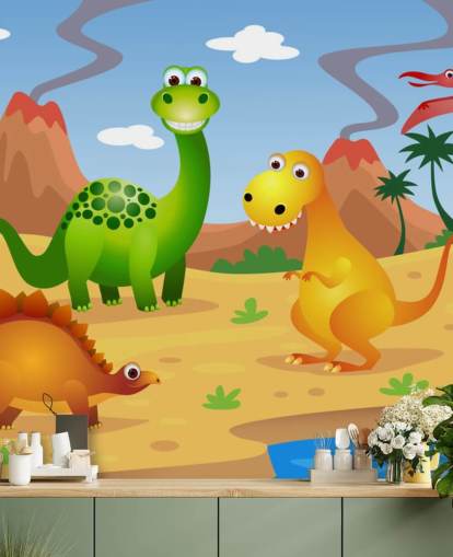 Fun Dinosaurs Wall Mural Wallpaper Fun Dinosaurs Wall Mural Wallpaper