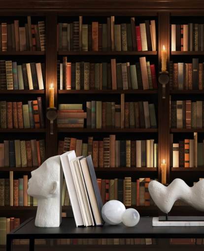 customisable bookcase wallpaper mural called Bookcase and Candles for living rooms or offices customisable bookcase wallpaper mural called Bookcase and Candles for living rooms or offices