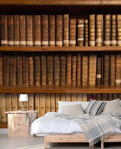 Brown Antique Books on Bookshelf Wallpaper Mural Brown Antique Books on Bookshelf Wallpaper Mural