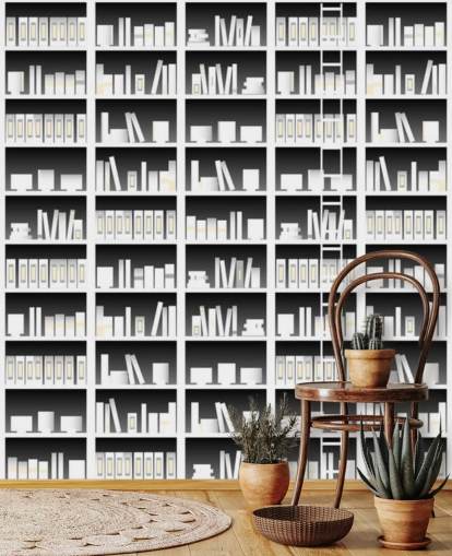 Black and White Bookshelf Wallpaper Black and White Bookshelf Wallpaper