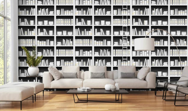 Bookcase Wallpaper & Bookshelf Wall Murals | Wallsauce US