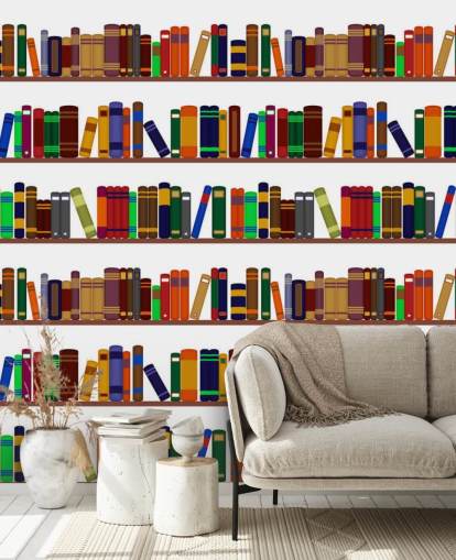 Colourful Bookshelf Wall Mural Colourful Bookshelf Wall Mural