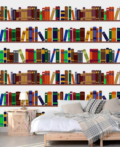 Colourful Bookshelf Wall Mural Colourful Bookshelf Wall Mural