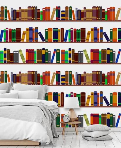 Papier Peint Fresque Bibliothèque Colorée Papier Peint Fresque Bibliothèque Colorée