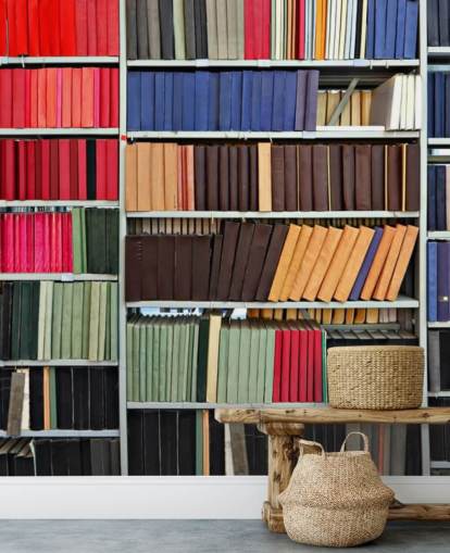 Papel pintado Libros en estantes de colores Papel pintado Libros en estantes de colores