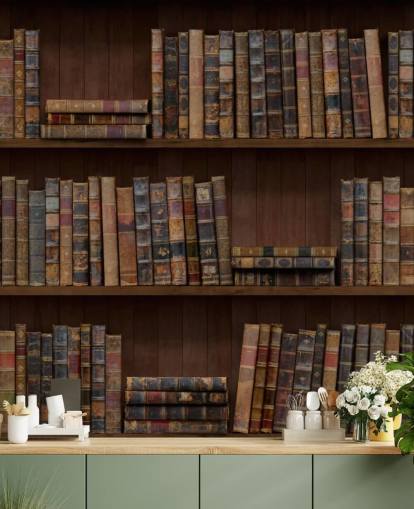 Antique Books on Shelves Wallpaper Mural Antique Books on Shelves Wallpaper Mural