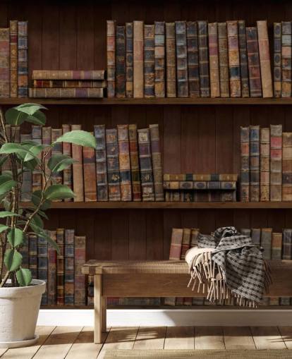 Papel pintado Libros antiguos sobre estantes Papel pintado Libros antiguos sobre estantes