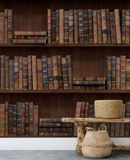 Antique Books on Shelves Wallpaper Mural Antique Books on Shelves Wallpaper Mural