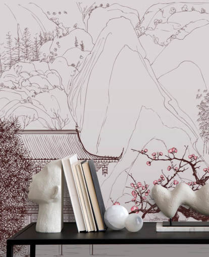 kuva perinteisen itämaisen talon ja kirsikankukka puita tapetti kuva perinteisen itämaisen talon ja kirsikankukka puita tapetti