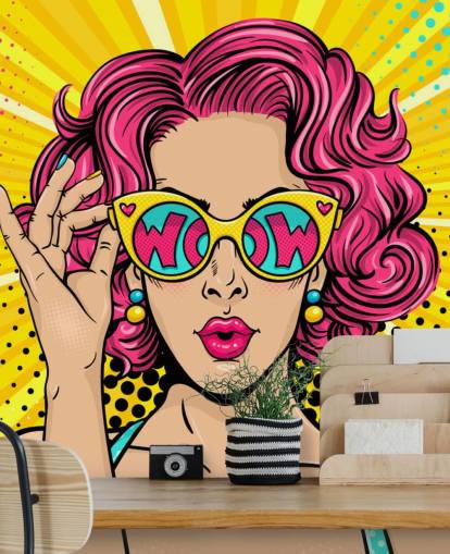 colourful customisable pop art wallpaper mural called Wow Pop Art for bedroom colourful customisable pop art wallpaper mural called Wow Pop Art for bedroom