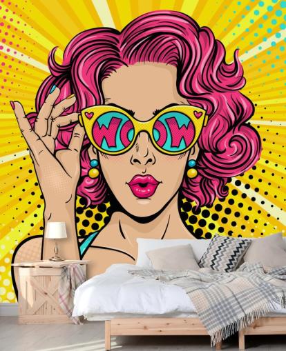 papier peint mural pop art personnalisable coloré appelé Wow Pop Art pour chambre papier peint mural pop art personnalisable coloré appelé Wow Pop Art pour chambre