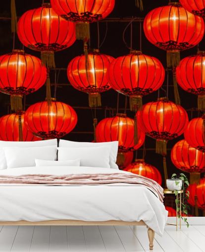 rote chinesische Laternen leuchteten nachts Tapete rote chinesische Laternen leuchteten nachts Tapete