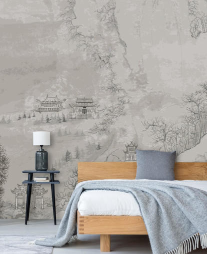 papel pintado oriental gris llamado Landscape, China para dormitorios, salas de estar o comedores papel pintado oriental gris llamado Landscape, China para dormitorios, salas de estar o comedores