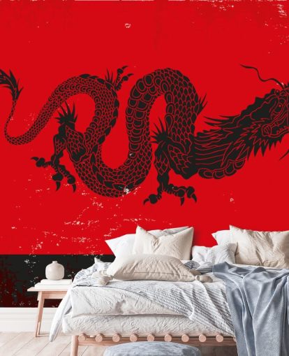 pintura de dragão preto em papel de parede de fundo vermelho e preto pintura de dragão preto em papel de parede de fundo vermelho e preto