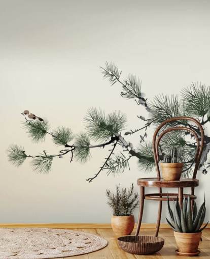 Branch with Tiny Bird Oriental Wallpaper Branch with Tiny Bird Oriental Wallpaper