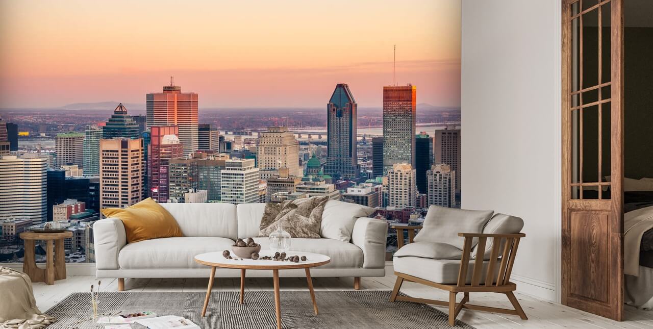 Montreal Winter Sunset Wallpaper Mural | Wallsauce UK