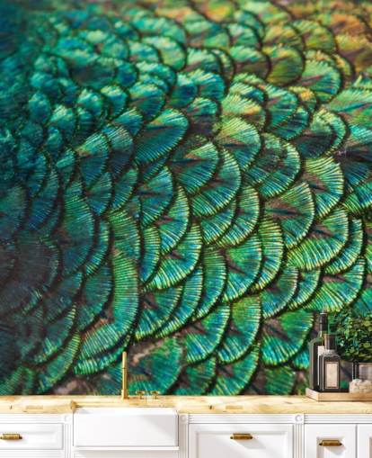 Emerald Feathers Wall Mural Emerald Feathers Wall Mural