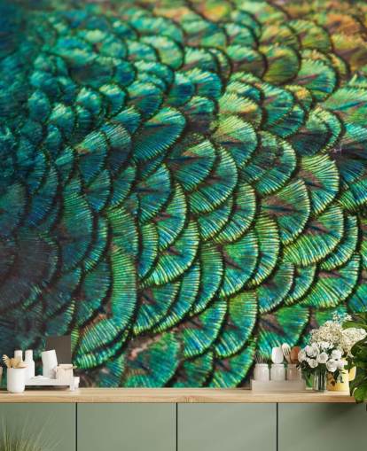 Emerald Feathers Wall Mural Emerald Feathers Wall Mural