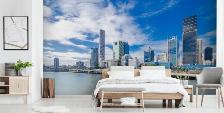 blauer und weißer Wolkenhimmel über Brisbane Tapete