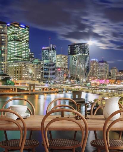 Skyline de Brisbane illuminé la nuit fond d'écran Skyline de Brisbane illuminé la nuit fond d'écran