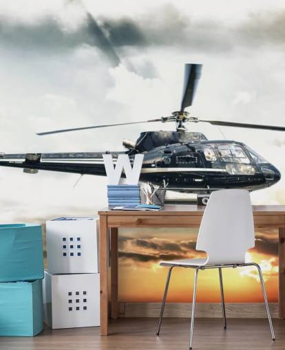 Helikopter Flying på Sunset Wallpaper Helikopter Flying på Sunset Wallpaper