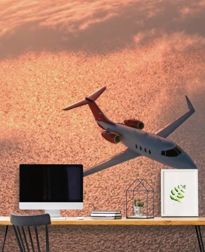 Plan över solnedgången Ocean Bakgrund väggmålning Plan över solnedgången Ocean Bakgrund väggmålning