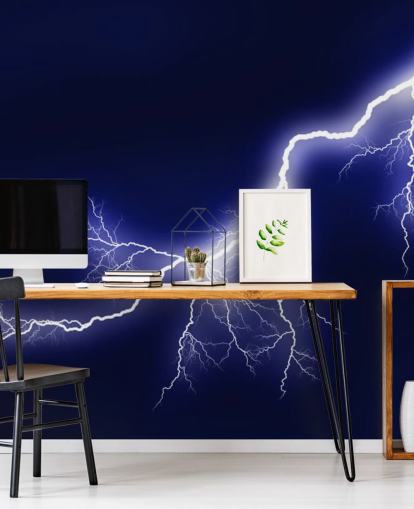 Blue Lightening Wall Mural Blue Lightening Wall Mural