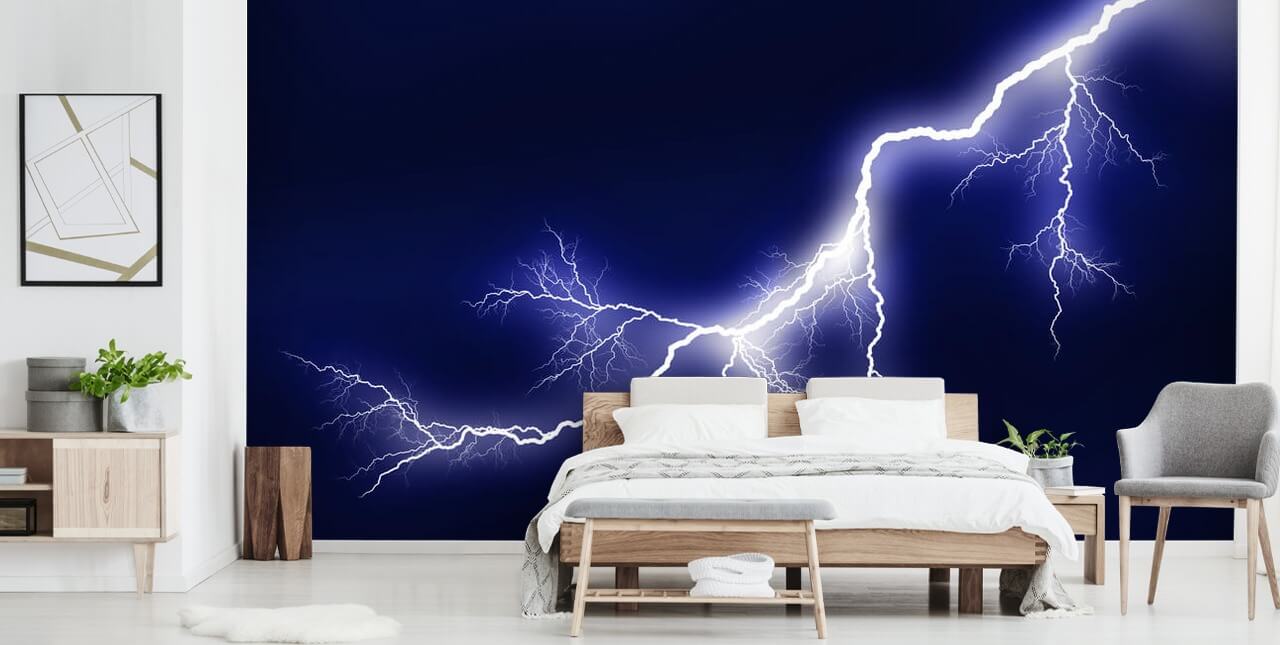 Blå Lightening Veggmaleri Blå Lightening Veggmaleri