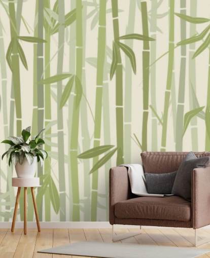 grønn tilpassbar bambus tapet veggmaleri kalt Calm Bamboo Forest grønn tilpassbar bambus tapet veggmaleri kalt Calm Bamboo Forest