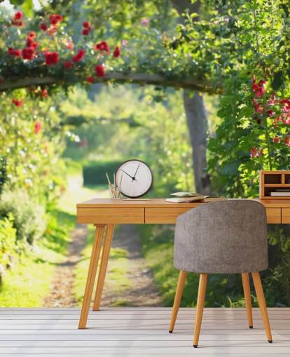 Roter Rosen-Torbogen Fototapete Roter Rosen-Torbogen Fototapete