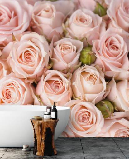 lyserød rose tapetmaleri kaldet Bright Pink Roses fra Wallsauce til soveværelser, badeværelser og børns soveværelser lyserød rose tapetmaleri kaldet Bright Pink Roses fra Wallsauce til soveværelser, badeværelser og børns soveværelser