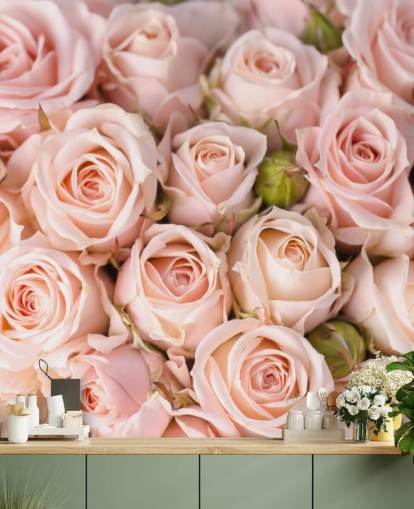 rosafarbenes Rosen-Tapetenbild namens Bright Pink Roses aus Wallsauce für Schlafzimmer, Badezimmer und Kinderzimmer rosafarbenes Rosen-Tapetenbild namens Bright Pink Roses aus Wallsauce für Schlafzimmer, Badezimmer und Kinderzimmer