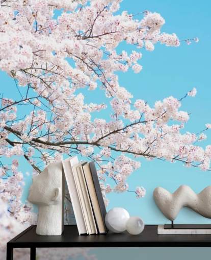 Pink Blossom Against a Bright Blue Sky Mural Pink Blossom Against a Bright Blue Sky Mural