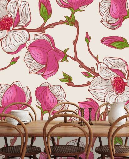 Vaaleanpunainen ja valkoinen Magnolias Taustakuva Vaaleanpunainen ja valkoinen Magnolias Taustakuva