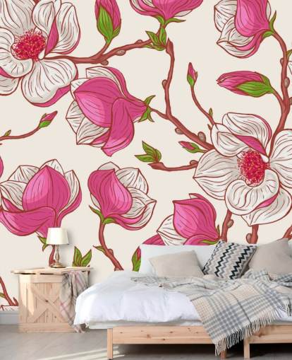 Pink and White Magnolias Wallpaper Pink and White Magnolias Wallpaper