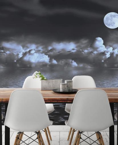 Moon View by the Sea Wallpaper Moon View by the Sea Wallpaper