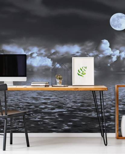 Moon View by the Sea Wallpaper Moon View by the Sea Wallpaper