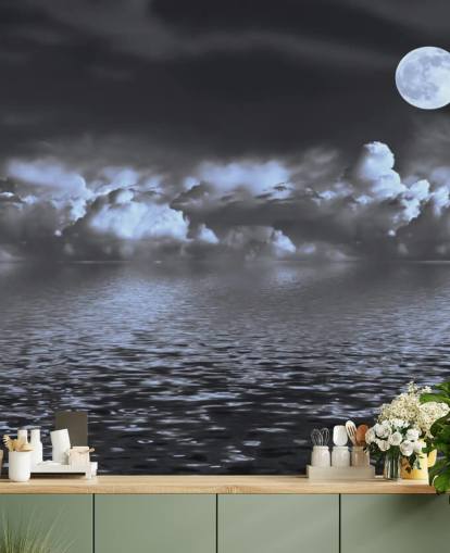 Moon View by the Sea Baggrund Moon View by the Sea Baggrund