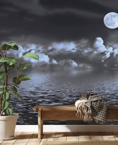 Papel de Parede Moon View by the Sea Papel de Parede Moon View by the Sea