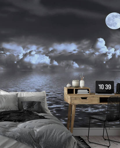 Moon View by the Sea Wallpaper Moon View by the Sea Wallpaper