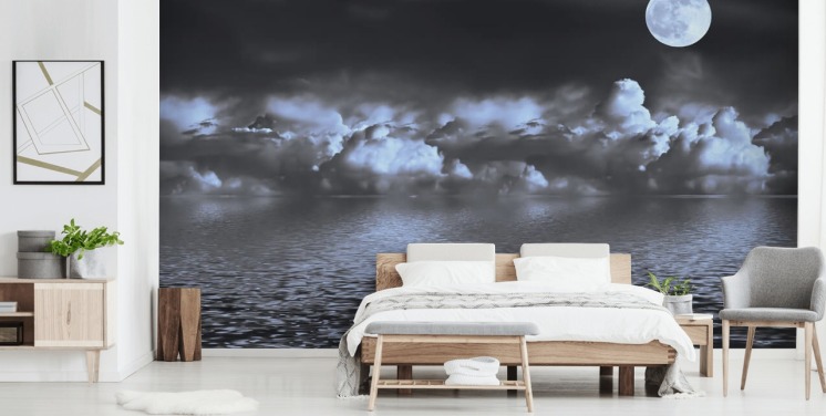 Moon View ved havet Bakgrunn