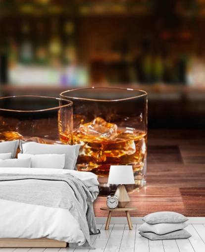 Two Glasses of Whiskey and Ice Wall Mural Two Glasses of Whiskey and Ice Wall Mural