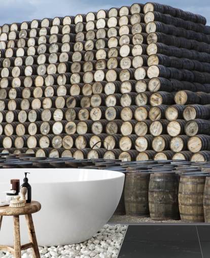 Mural de pared Barriles apilados de whisky Mural de pared Barriles apilados de whisky