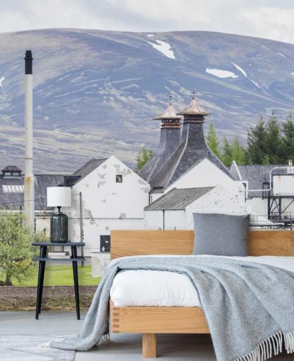 White Distillery in Scottish Valley Wallpaper White Distillery in Scottish Valley Wallpaper