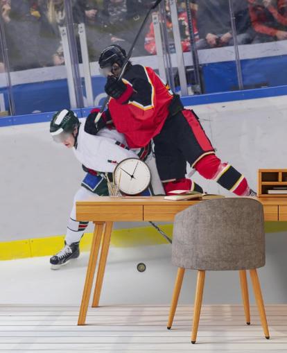 vibrant ice hockey wallpaper mural called Ice Hockey Heavy Tackle for kids bedrooms and hockey clubs vibrant ice hockey wallpaper mural called Ice Hockey Heavy Tackle for kids bedrooms and hockey clubs
