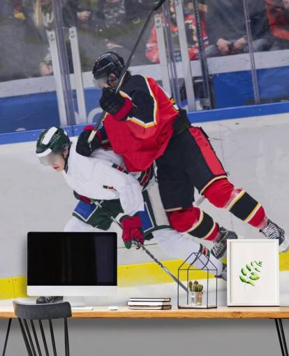 levende ishockey tapetmaleri kalt Ice Hockey Heavy Tackle for barnerom og hockeyklubber levende ishockey tapetmaleri kalt Ice Hockey Heavy Tackle for barnerom og hockeyklubber
