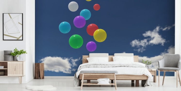 Colourful Balloons against Blue Sky Wall Mural