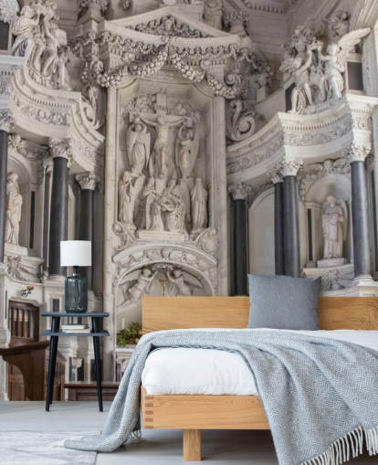 Carved Marble Altar in French Chapel Wallpaper Carved Marble Altar in French Chapel Wallpaper